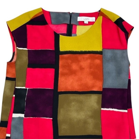 LOFT Color Block Dress Sleeveless Shift Casual Career Party Size 2P‎ - Picture 7 of 13